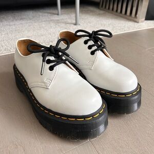 Dr.Martens 1461 White Smooth Leather Oxford Platform Shoes